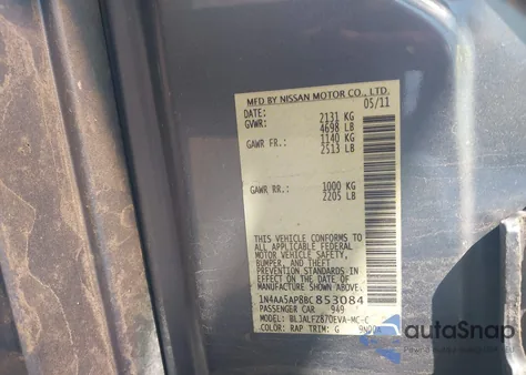 2011 Nissan Maxima 3.5 Sv from USA, damaged, VIN 1N4AA5AP8BC853084